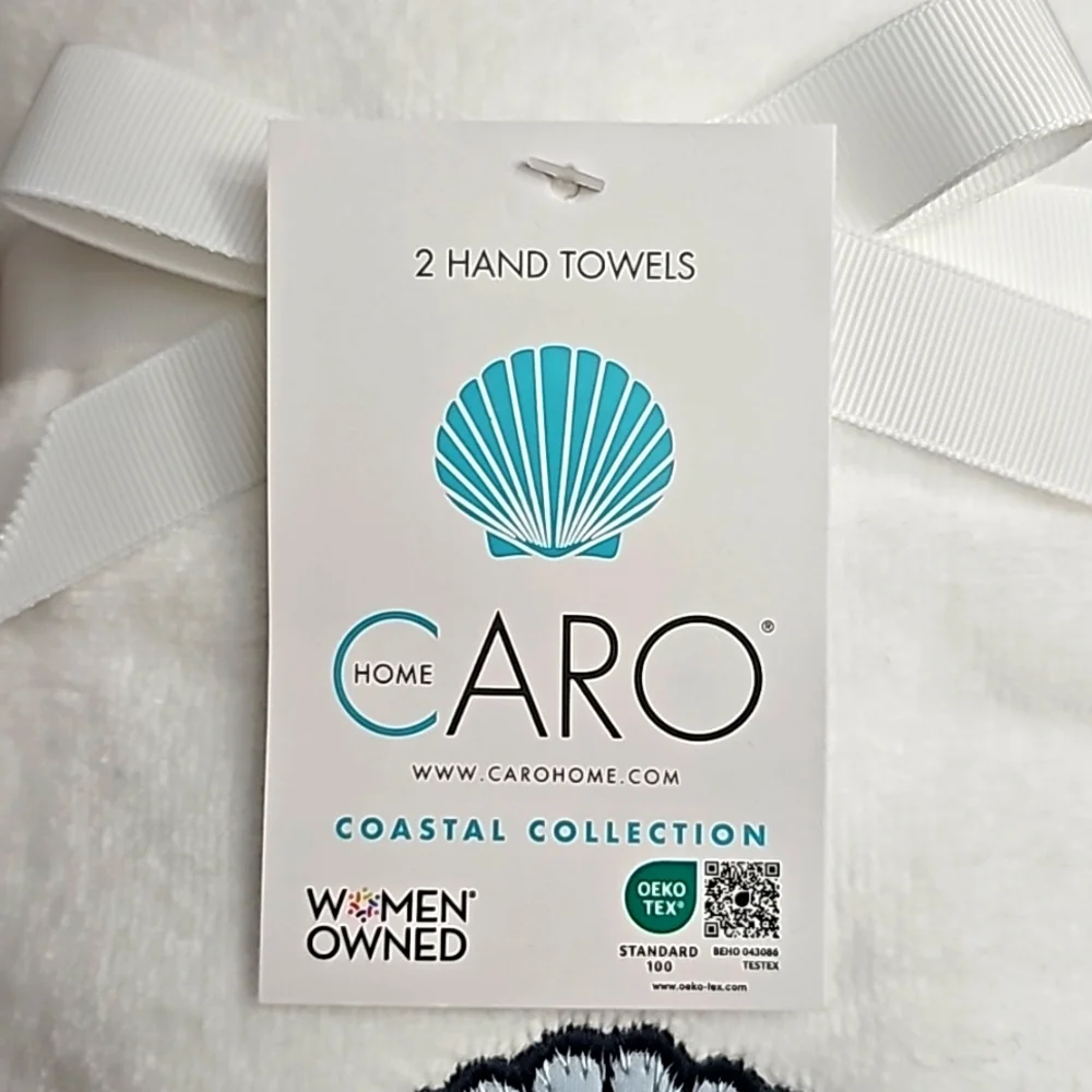 2pc CARO HOME Coastal Collection Hand Towel Set - Newport SC Navy